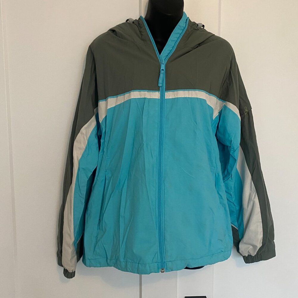 Columbia Blue & Grey Windbreaker Spring Jacket Coat Women's Size Large